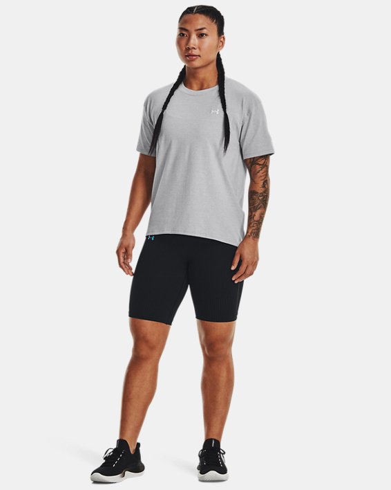 女士UA Essential Cotton Stretch T恤 in Gray image number 2